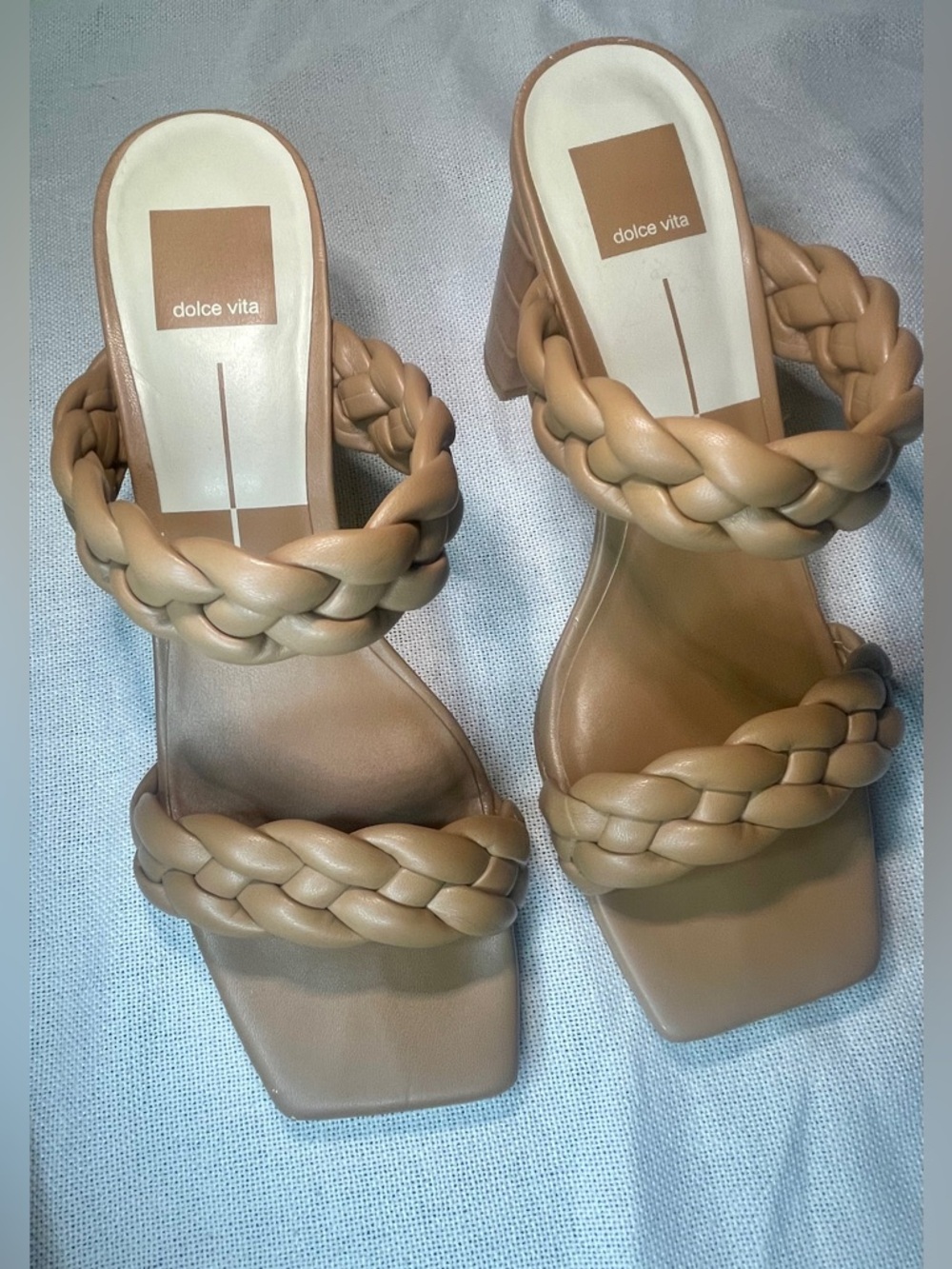 Dolce Vita Cognac Braided Block‎ Heel Sandals - Picture 2 of 6